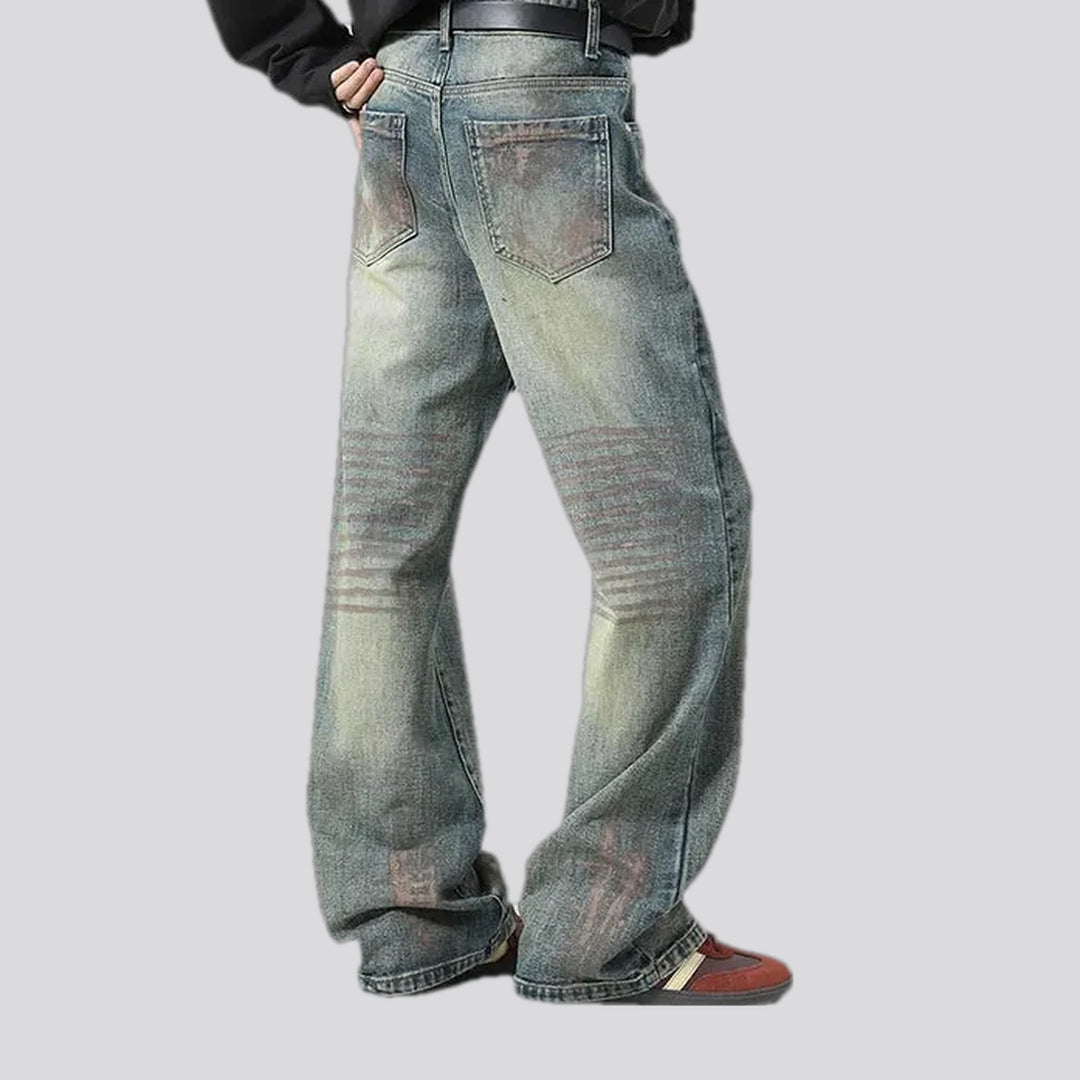 Stonewashed faded stylish men's jeans