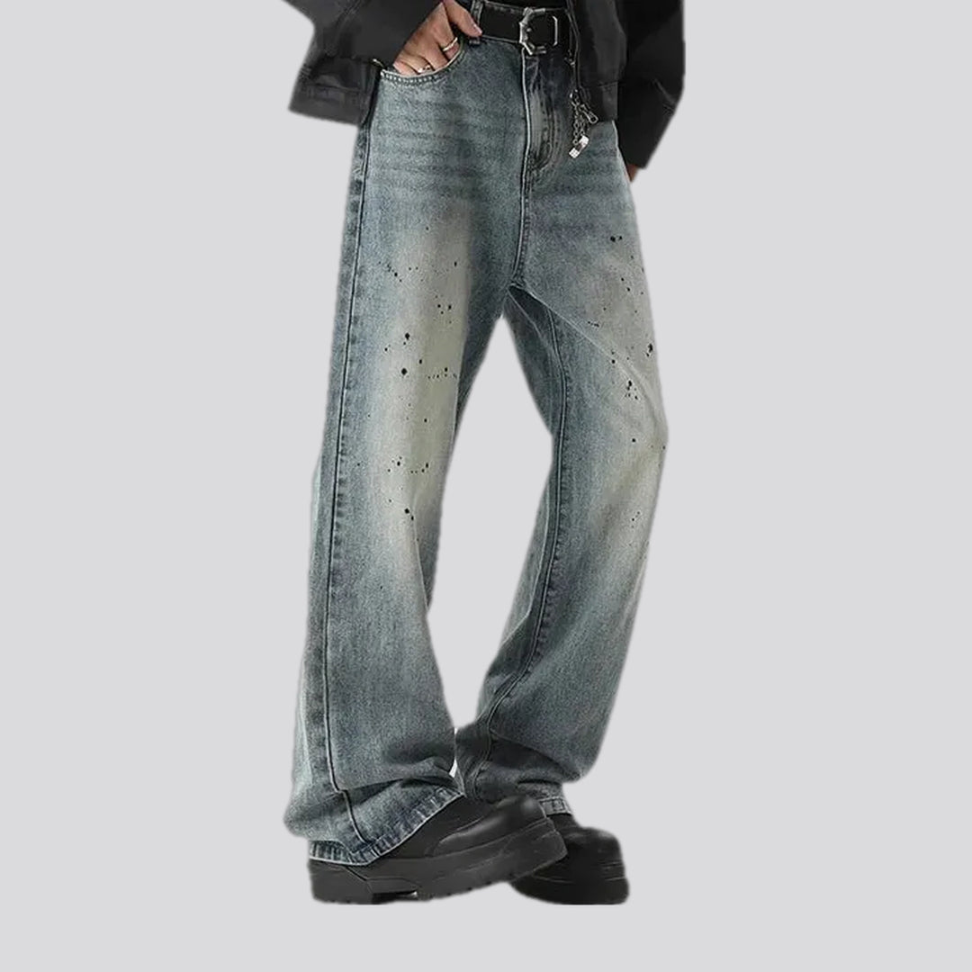 Fashionable mid waist men's jeans