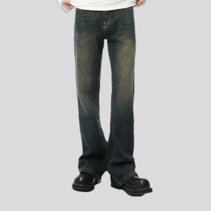 Dark faded bootcut men's jeans