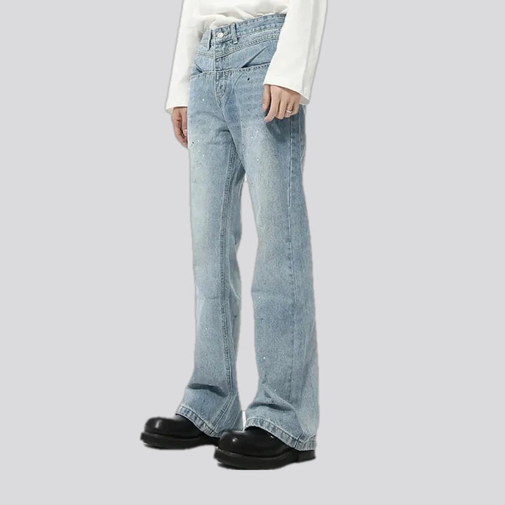 Fashionable mid-waist jeans for men