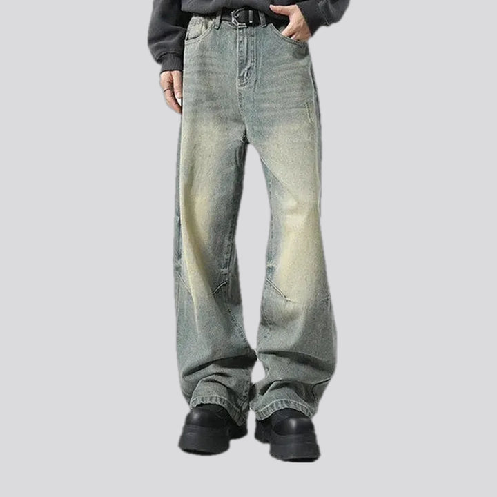 Retro faded light fashion men's jeans