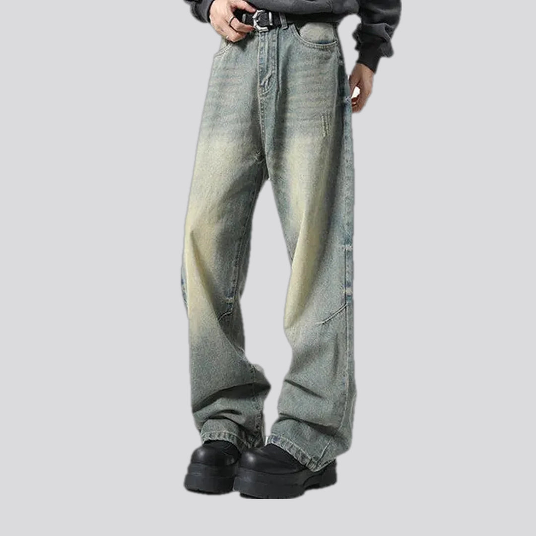 Retro faded light fashion men's jeans