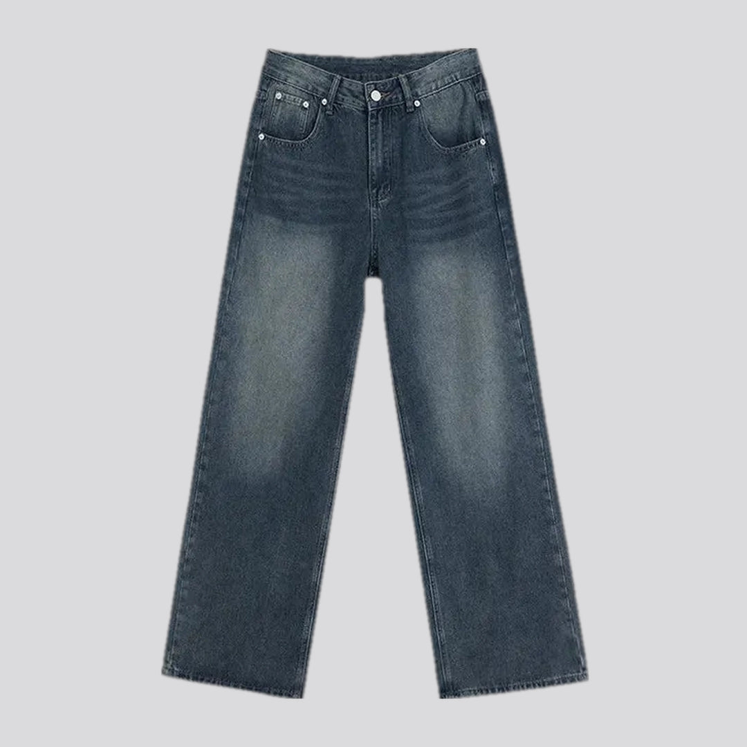 Fashionable 90s style mid waist men's jeans