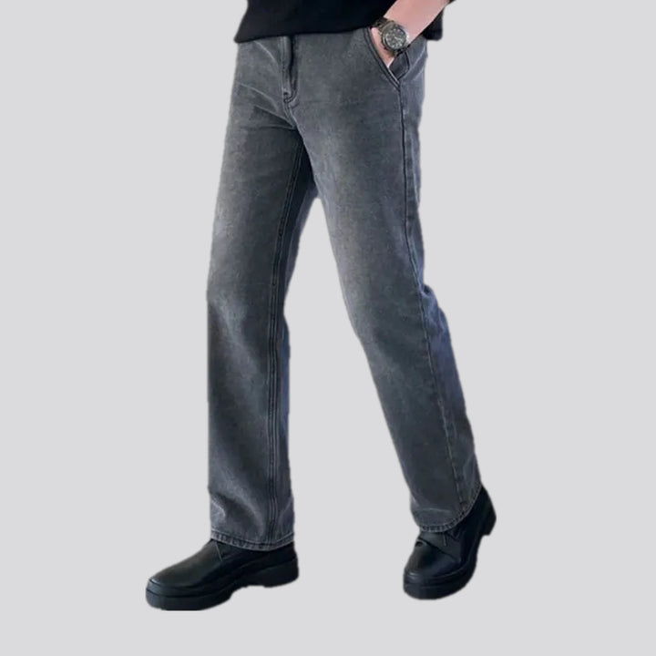 Gray stonewashed casual jeans for men