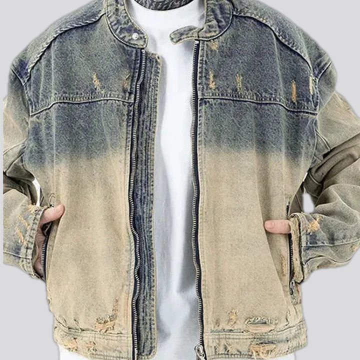 Fashionable grunge medium fit men's jeans jacket