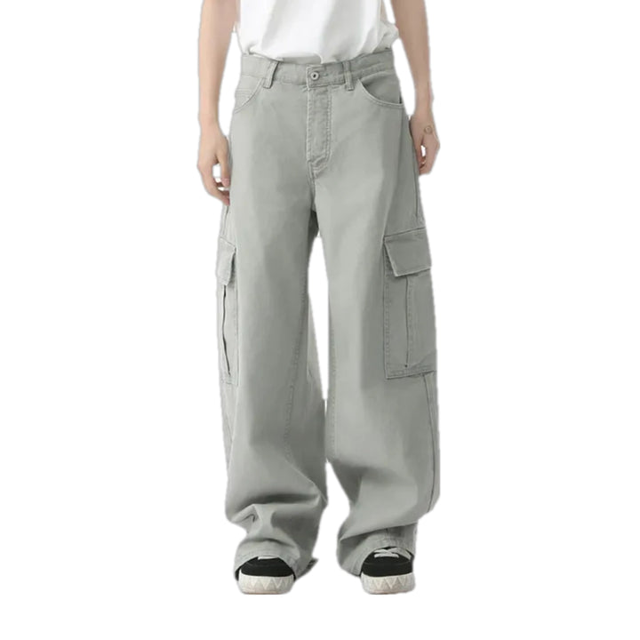 Baggy Cargo Stylish Men's Denim Pants - Grey