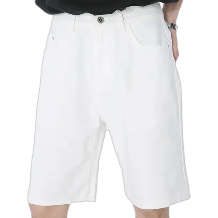 Casual Mid Rise Men's Jeans Shorts - White