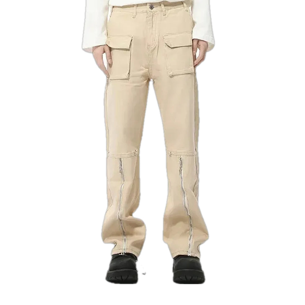 Fashionable Straight Fit Men's Jean Pants - Sand