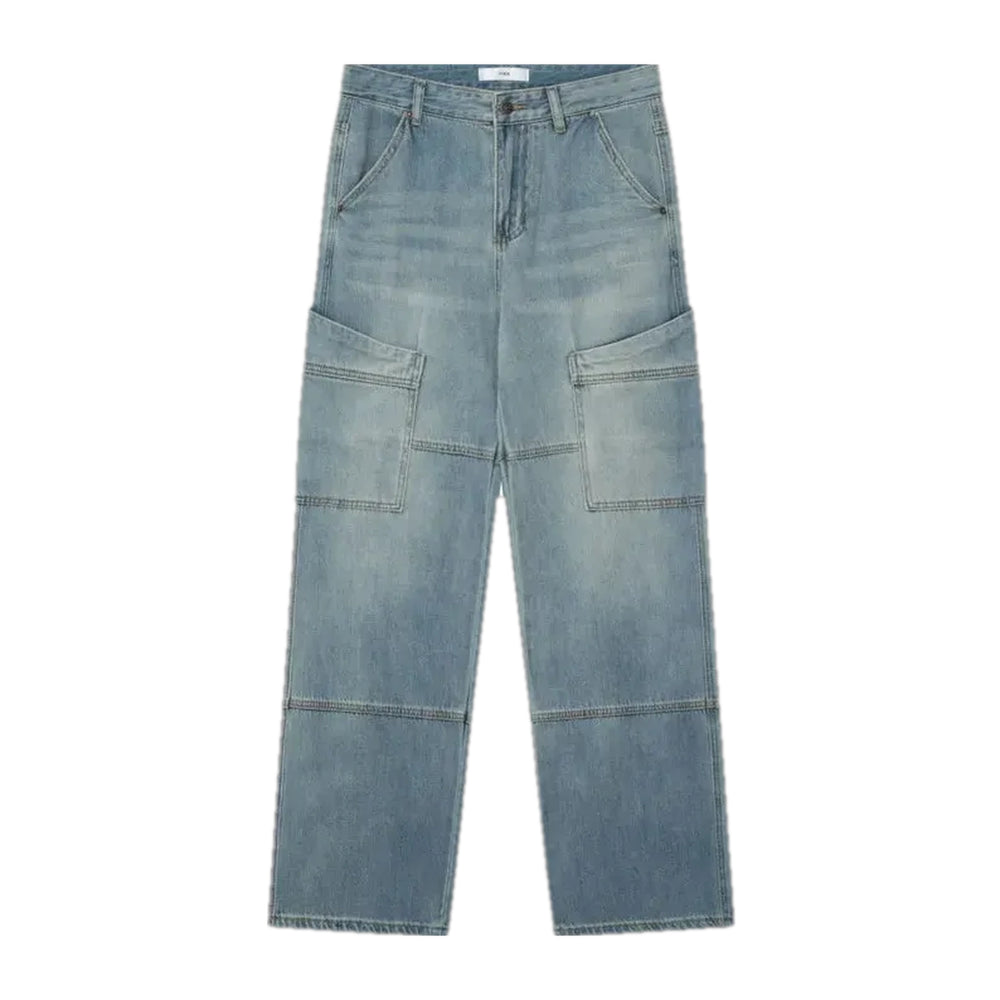 Vintage Boho Baggy Panelled Jeans for Men - Light Blue