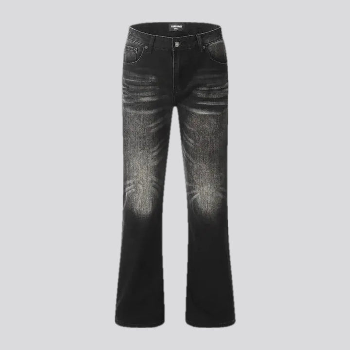 Fashionable wide fit sanded men's jeans