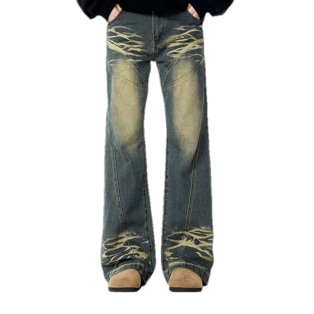 Boho Style Wide Fit Men's Jeans - Blue