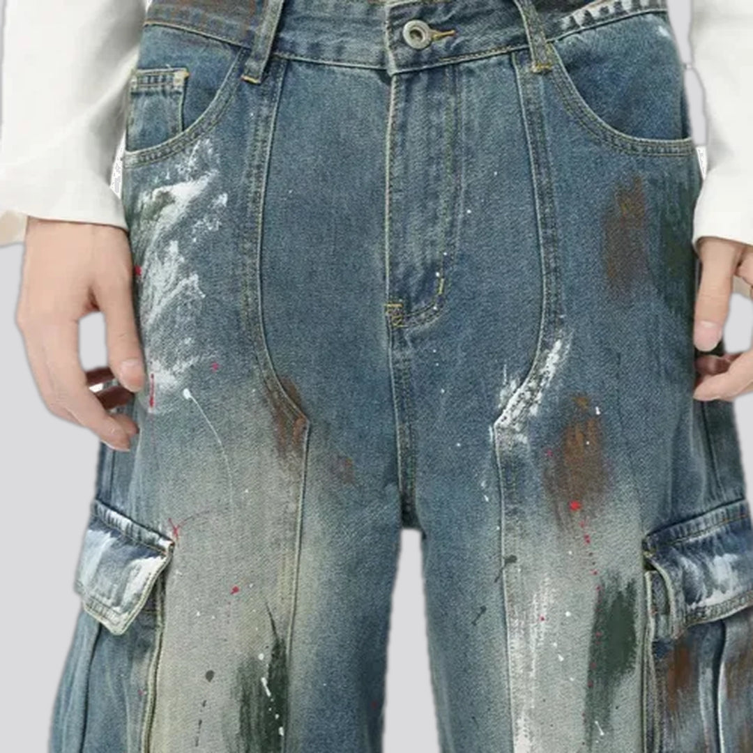 Art painted fashion street men's jeans