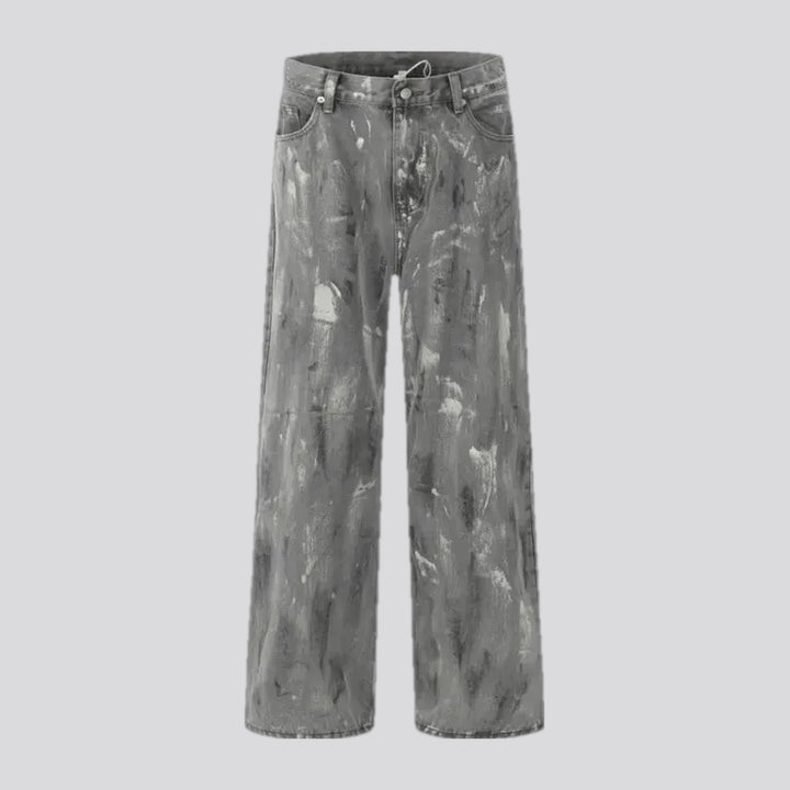 Graphic painted fashion baggy jeans for men