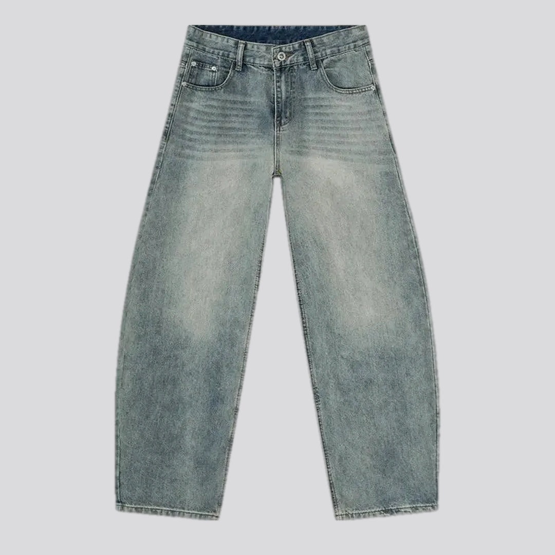 Stonewashed mid rise baggy men's jeans