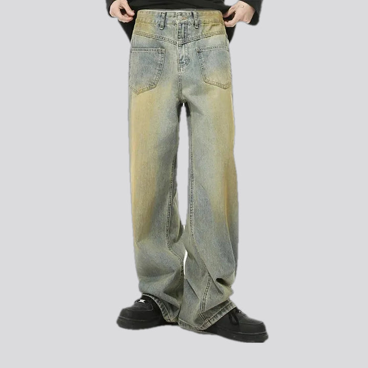 Mid-rise fashion boho men's jeans