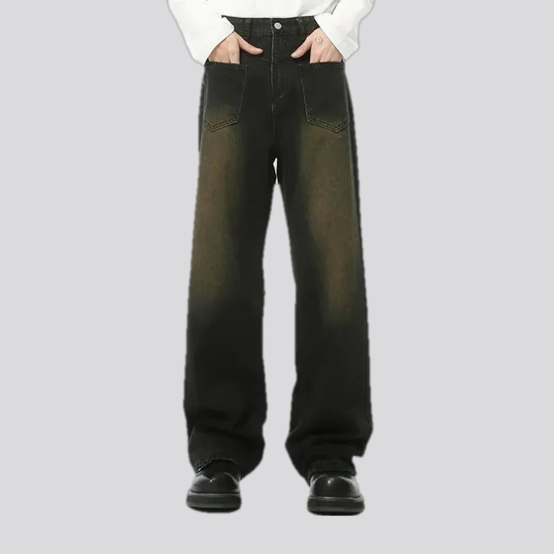 Mid-rise fashion boho men's jeans