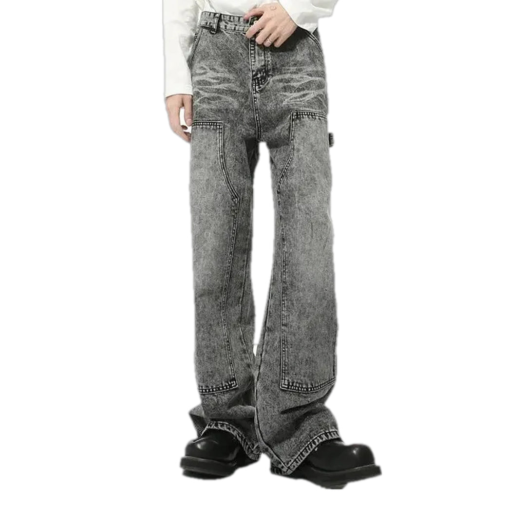 Fashion Grunge Wide Fit Men's Jeans - Grey