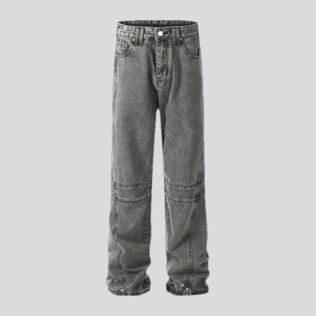 Panneled wide fit mid-rise men's jeans