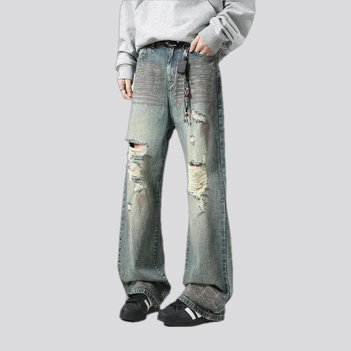 Ripped fashion denim men's jeans