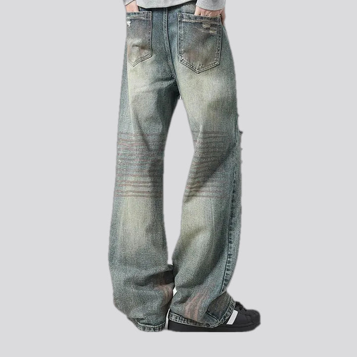 Ripped fashion denim men's jeans