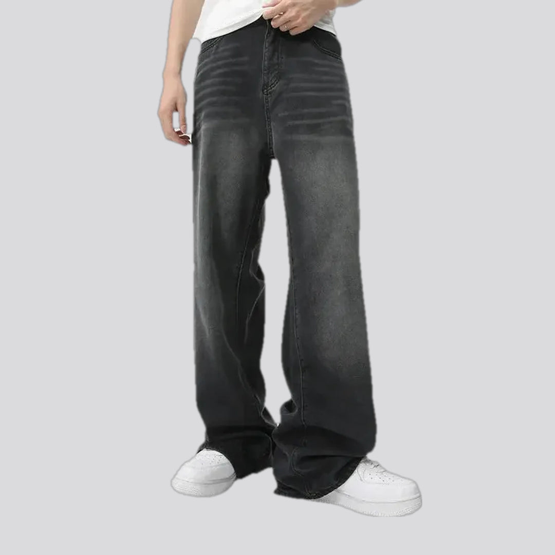 Mid-rise abraded faded men's jeans