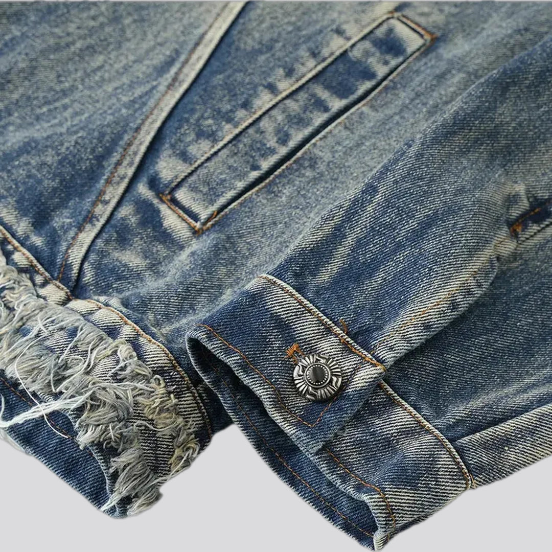 Frayed retro men's denim jacket