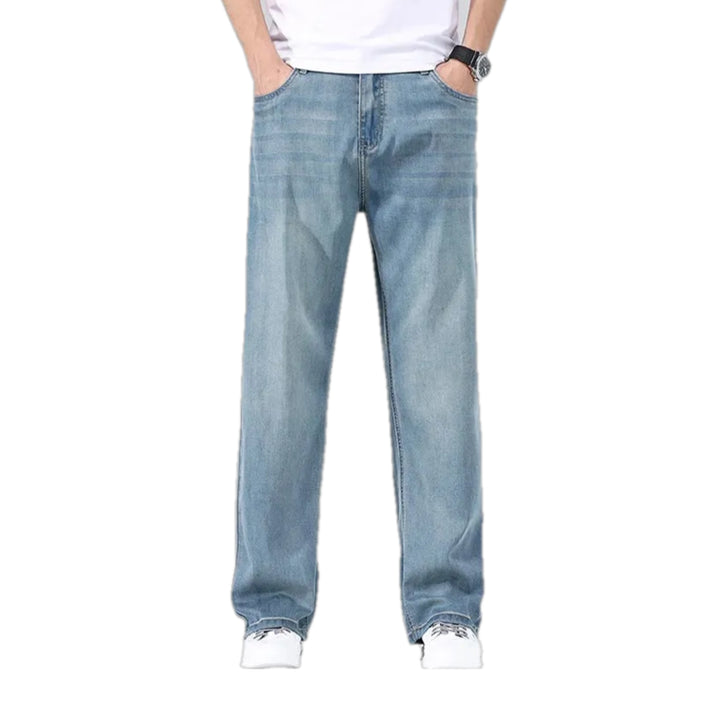 Stretchable Stonewashed Jeans for Men - Light Blue