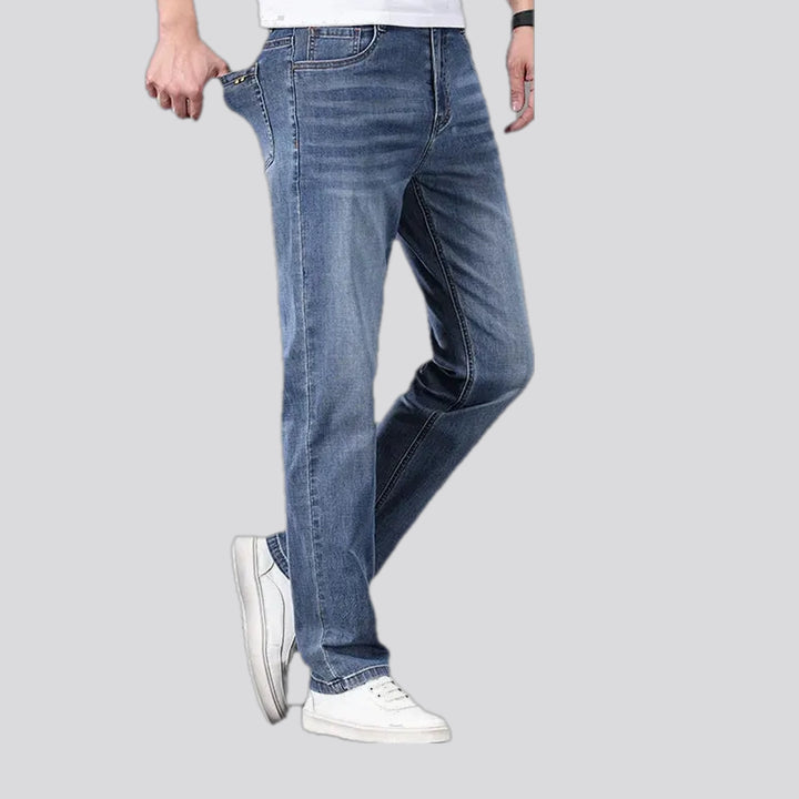 Casual stonewashed elastic men's jeans