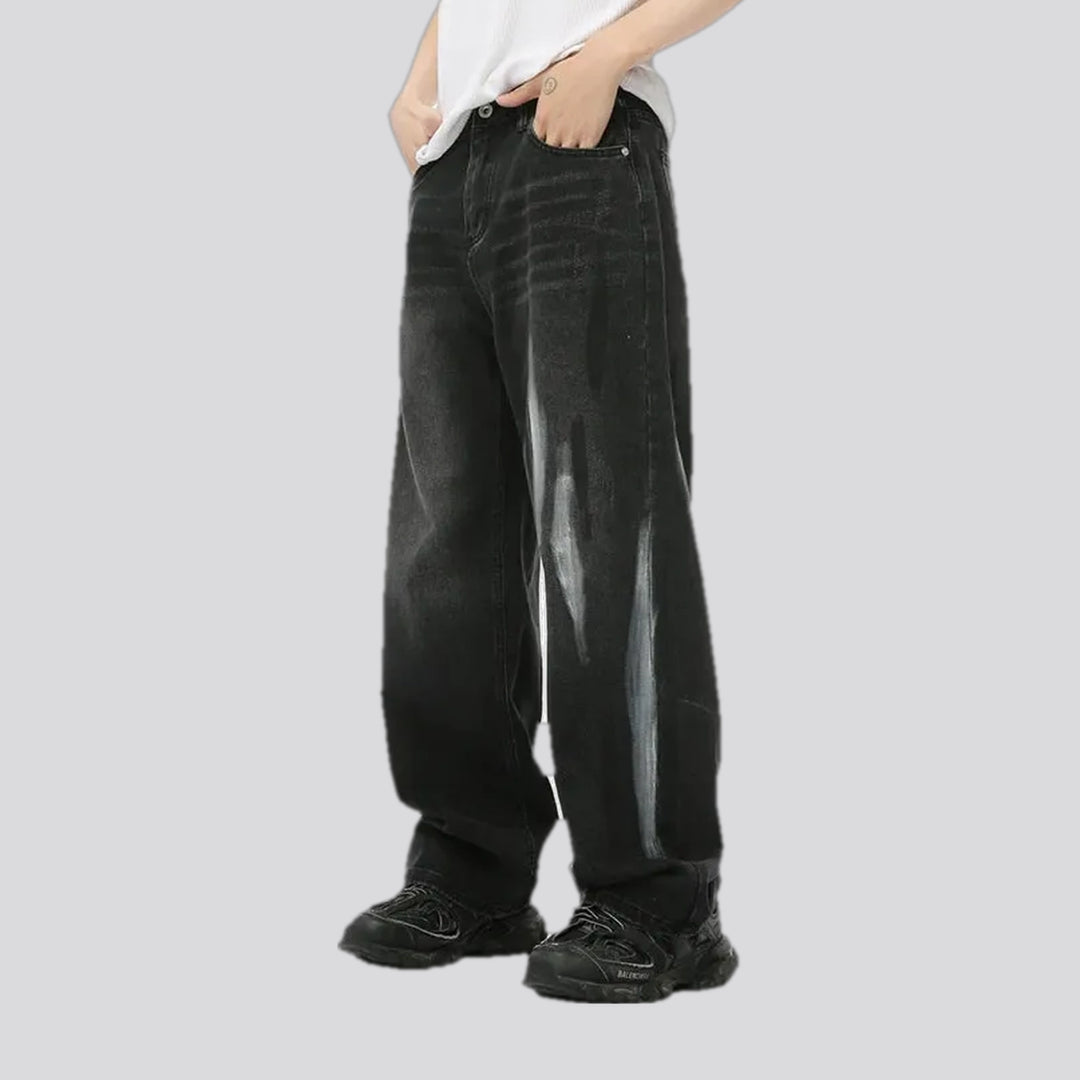 Medium rise baggy street style jeans for men