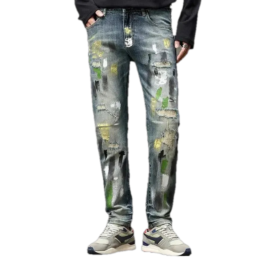 Artistic Mid-rise Men's Jeans - Blue