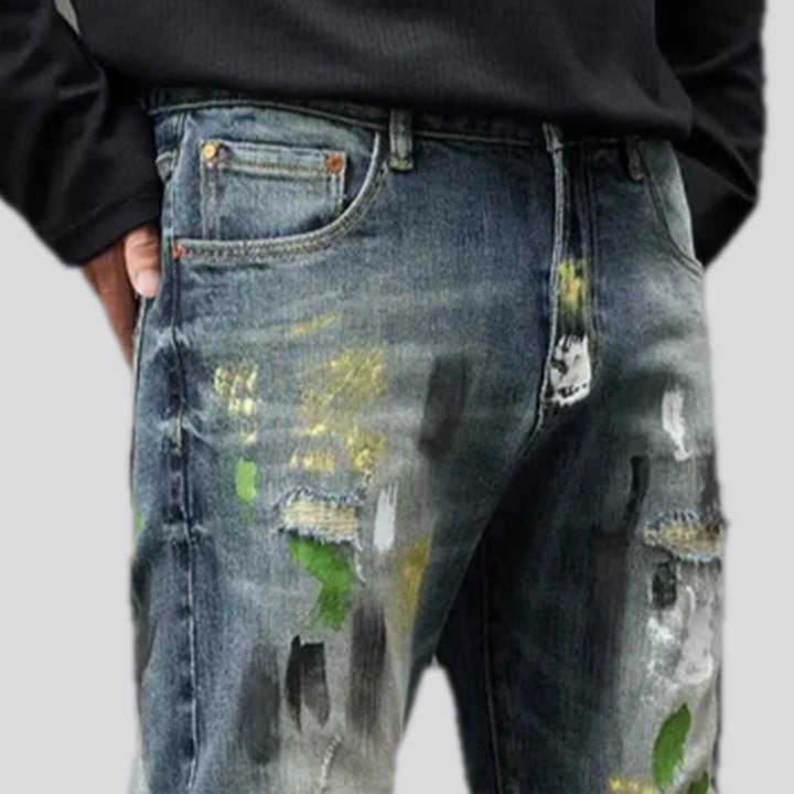 Artistic mid-rise men's jeans