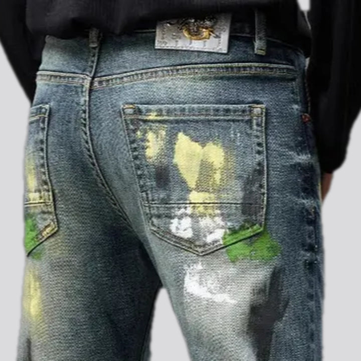 Artistic mid-rise men's jeans