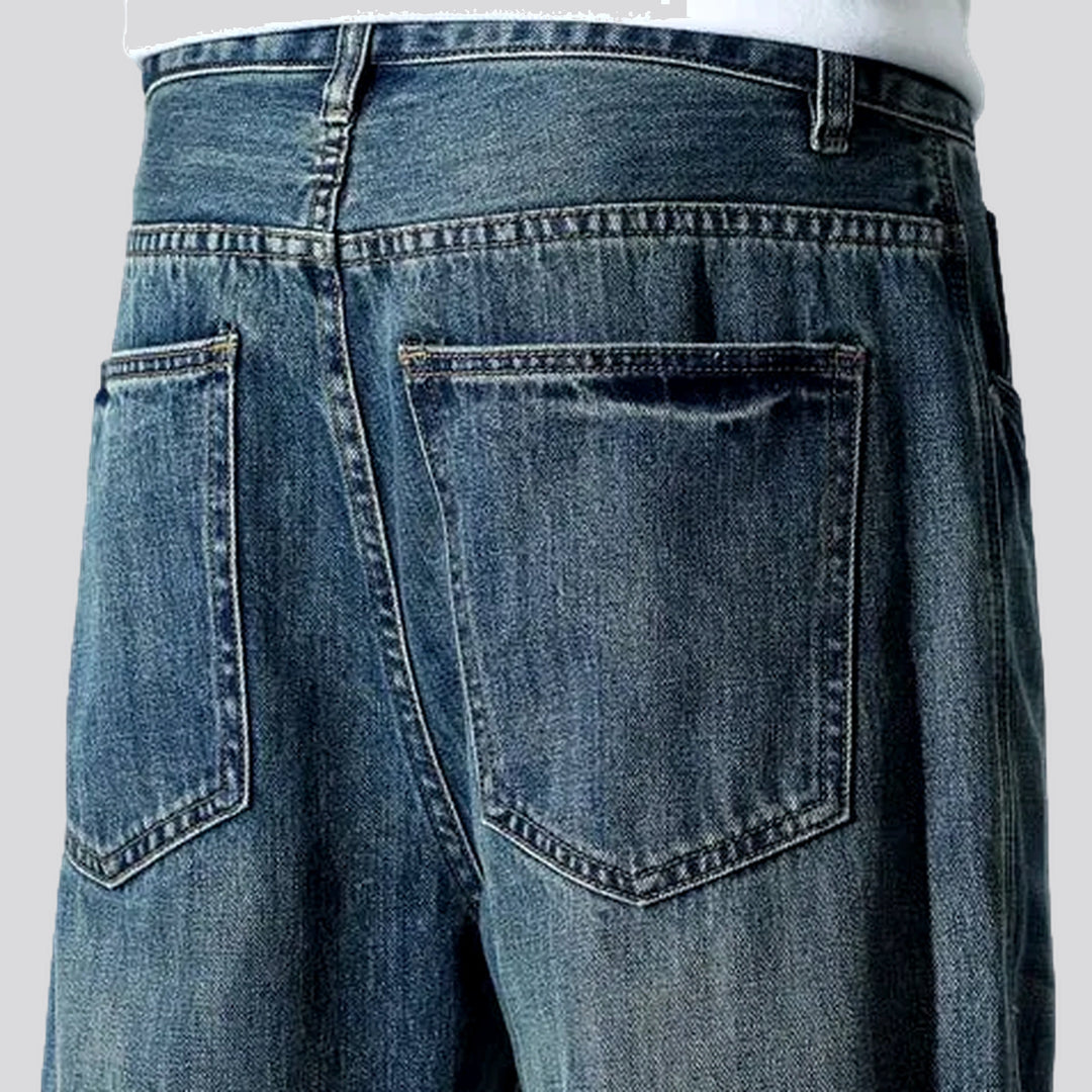 Light casual mid-waist faded men's jeans