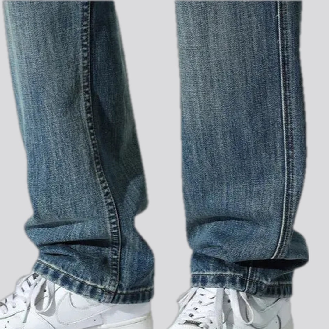 Light casual mid-waist faded men's jeans