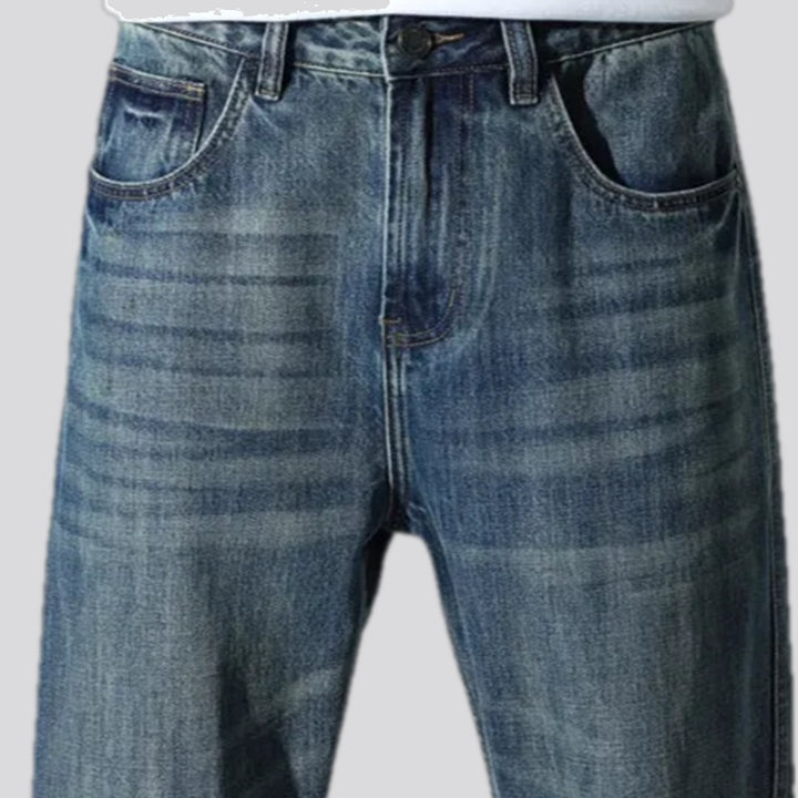 Light casual mid-waist faded men's jeans