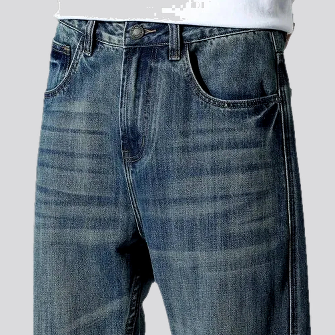 Light casual mid-waist faded men's jeans