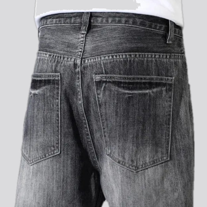 Abraded stonewashed casual men's jeans