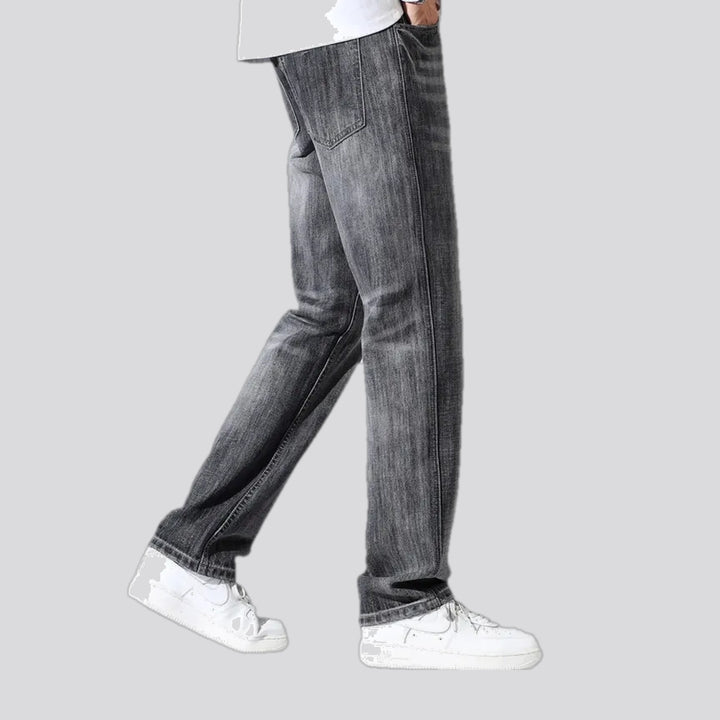 Abraded stonewashed casual men's jeans