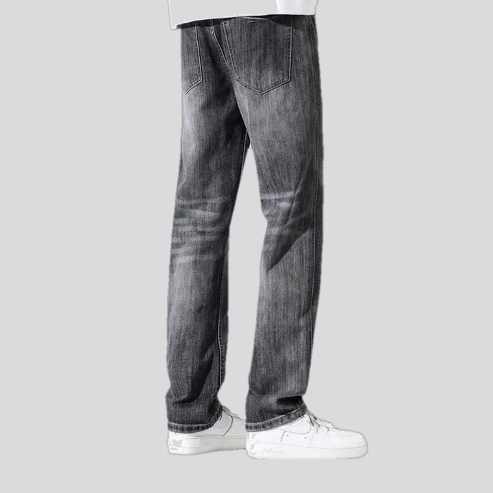 Abraded stonewashed casual men's jeans