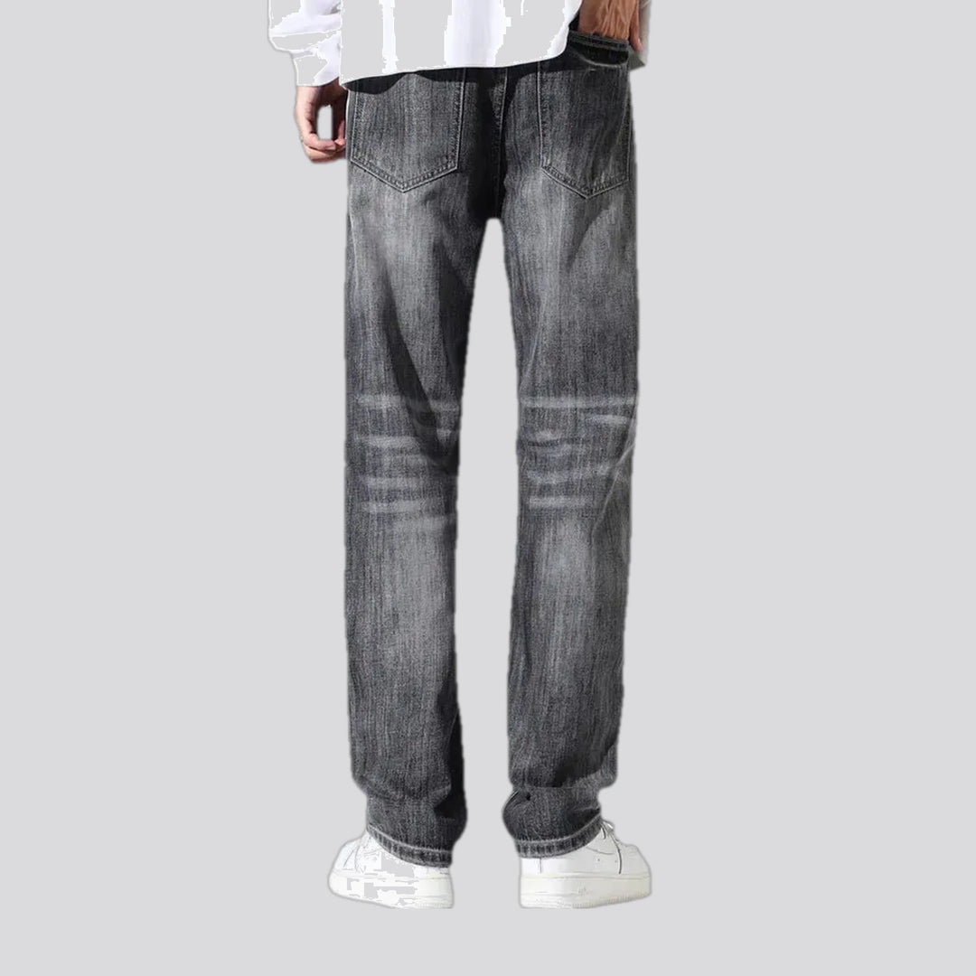 Abraded stonewashed casual men's jeans