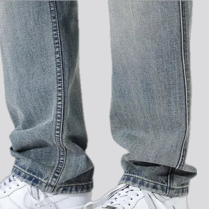 Casual mid-rise straight-fit men's jeans