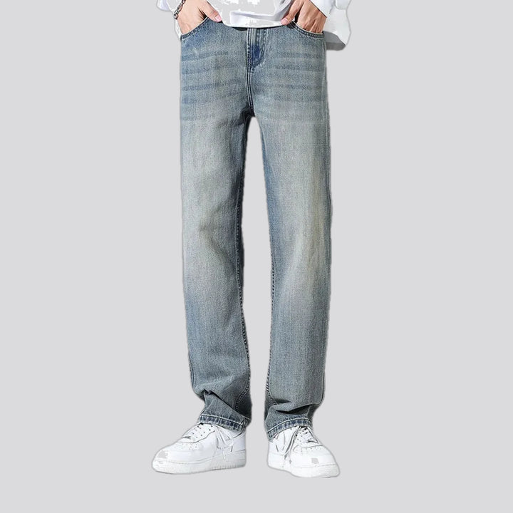 Casual mid-rise straight-fit men's jeans