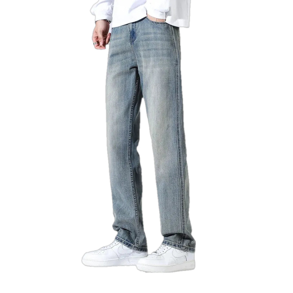 Casual Mid-rise Straight-fit Men's Jeans - Light Blue