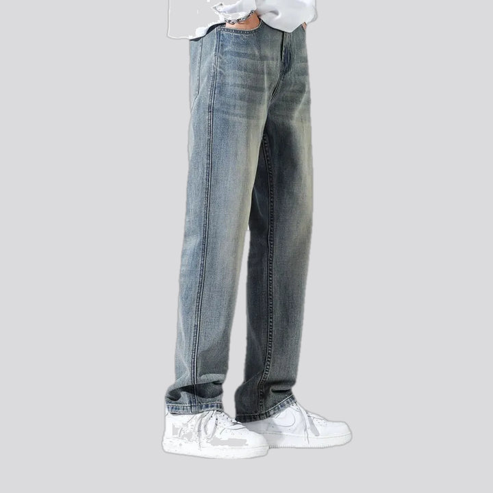 Casual mid-rise straight-fit men's jeans