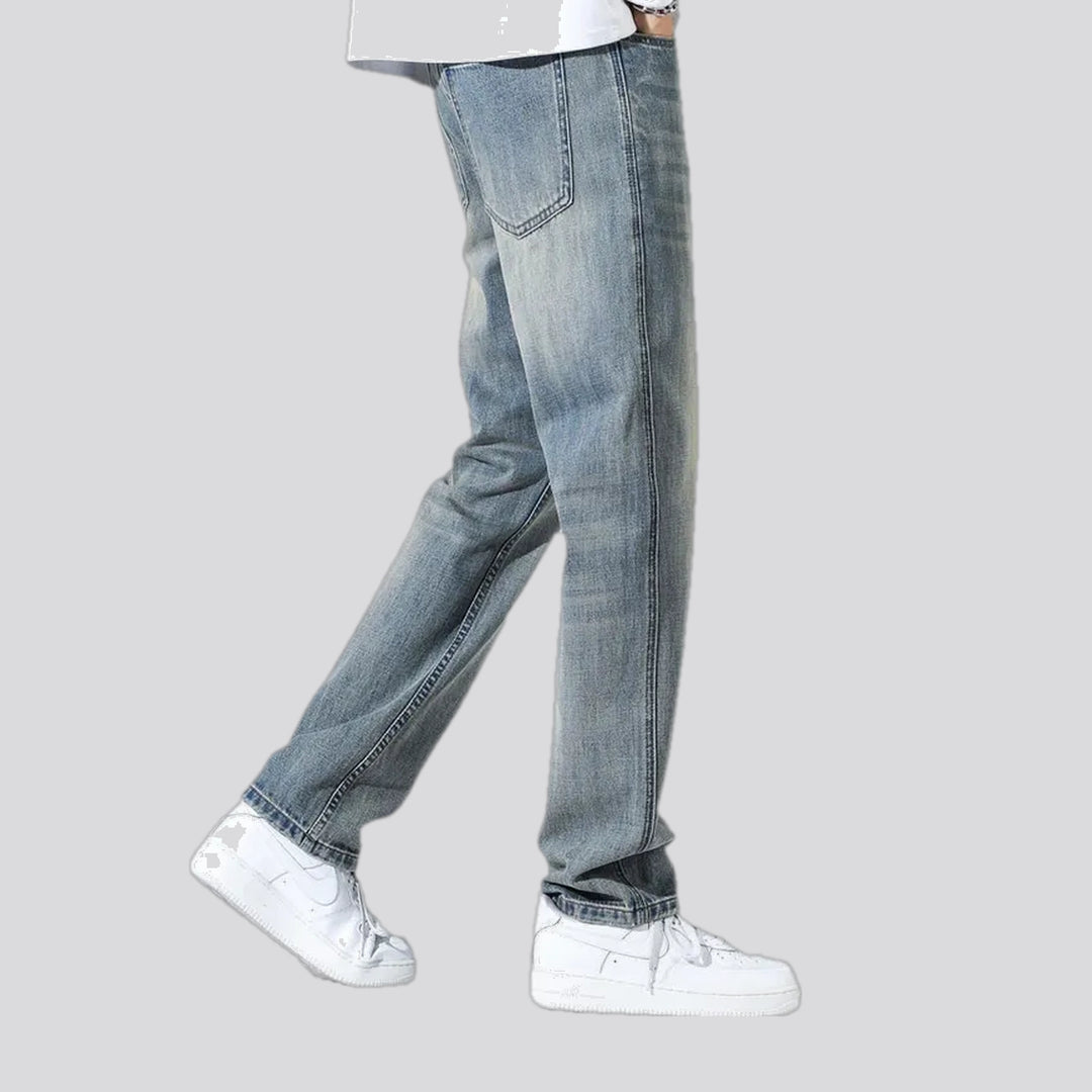 Casual mid-rise straight-fit men's jeans