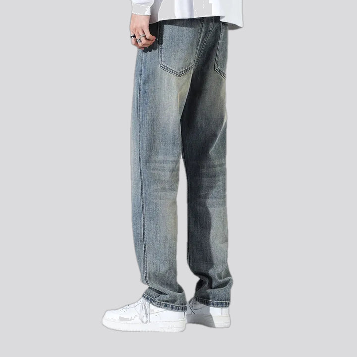 Casual mid-rise straight-fit men's jeans