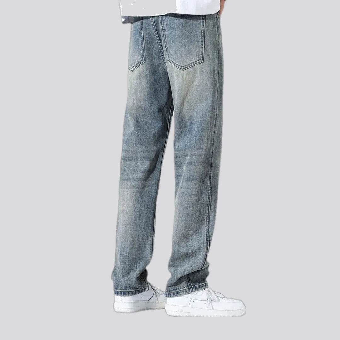 Casual mid-rise straight-fit men's jeans