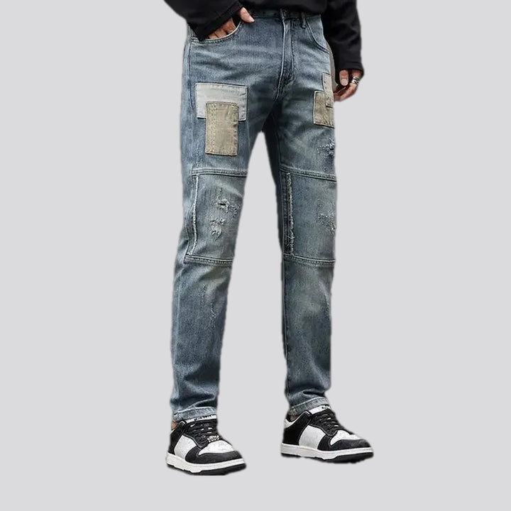 Elastic tapered men's jeans