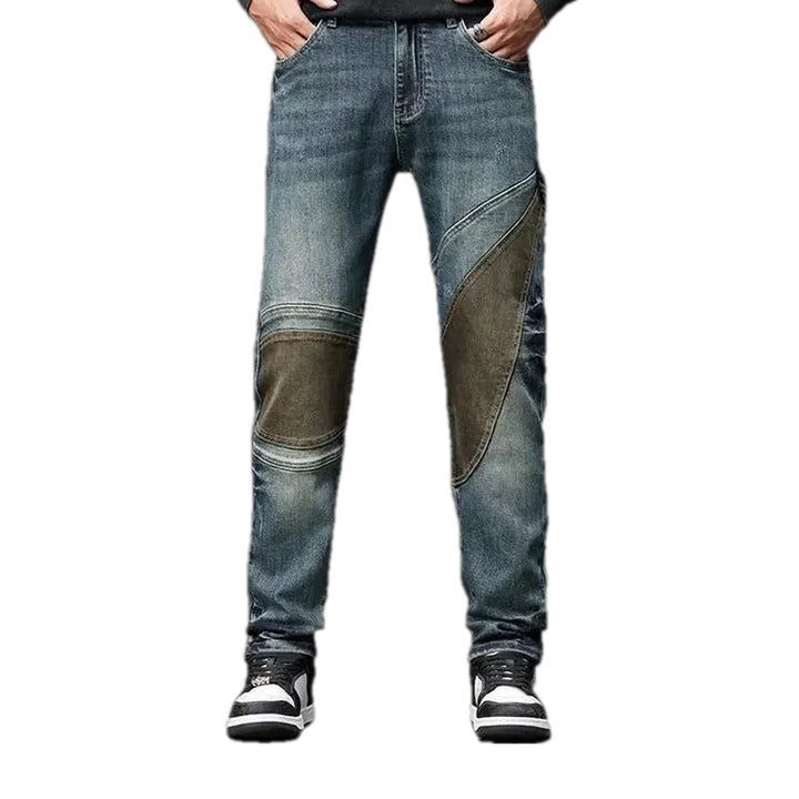 Midweight Slim Fit Panneled Men's Jeans - Blue