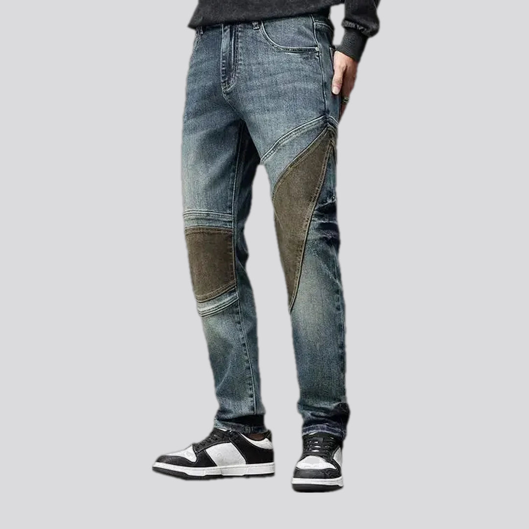 Midweight slim fit panneled men's jeans